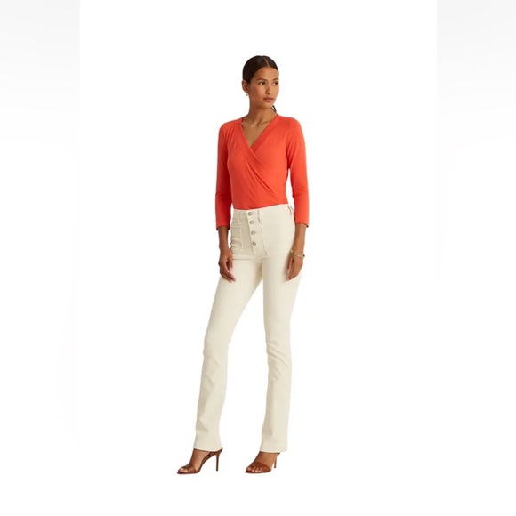 Luren Ralph Lauren surplice jersey top, blue, L - Picture 4 of 7